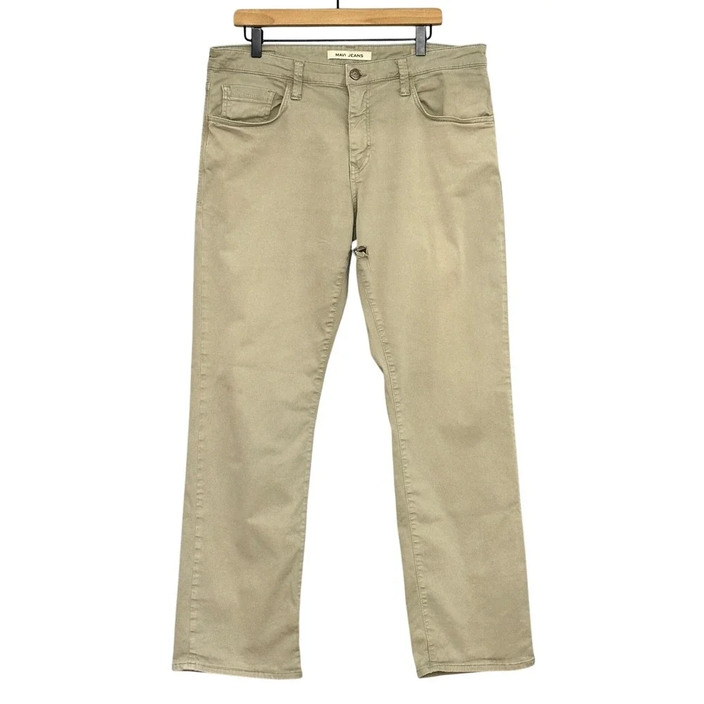 Mavi Jeans Mens 36x32 Matt Khaki Tan Relaxed Straight Leg Pants Workwear HOLE